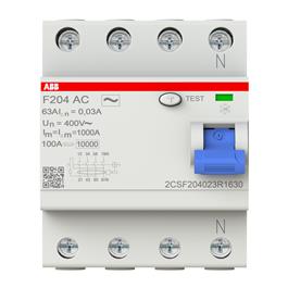 Interruptor Diferencial Tetrapolar FH204 AC-63/0,03, 63A, 30mA, ABB 2CSF204023R1630