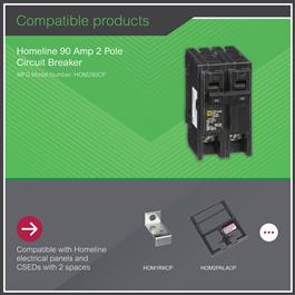 HOM290 Interruptor Enchufable Homeline 2P 90A 10kA 120-240Vac Schneider Electric