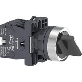 Interruptor selector Ø 22mm, mango estándar, 2 posiciones, 1 NA + 1 NC