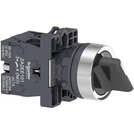Interruptor selector Ø 22mm, mango estándar, 3 posiciones, 2 NA