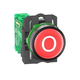 Pulsador inalámbrico y sin batería, plástico, rojo, Ø 22mm, retorno por resorte con transmisor, marcado O